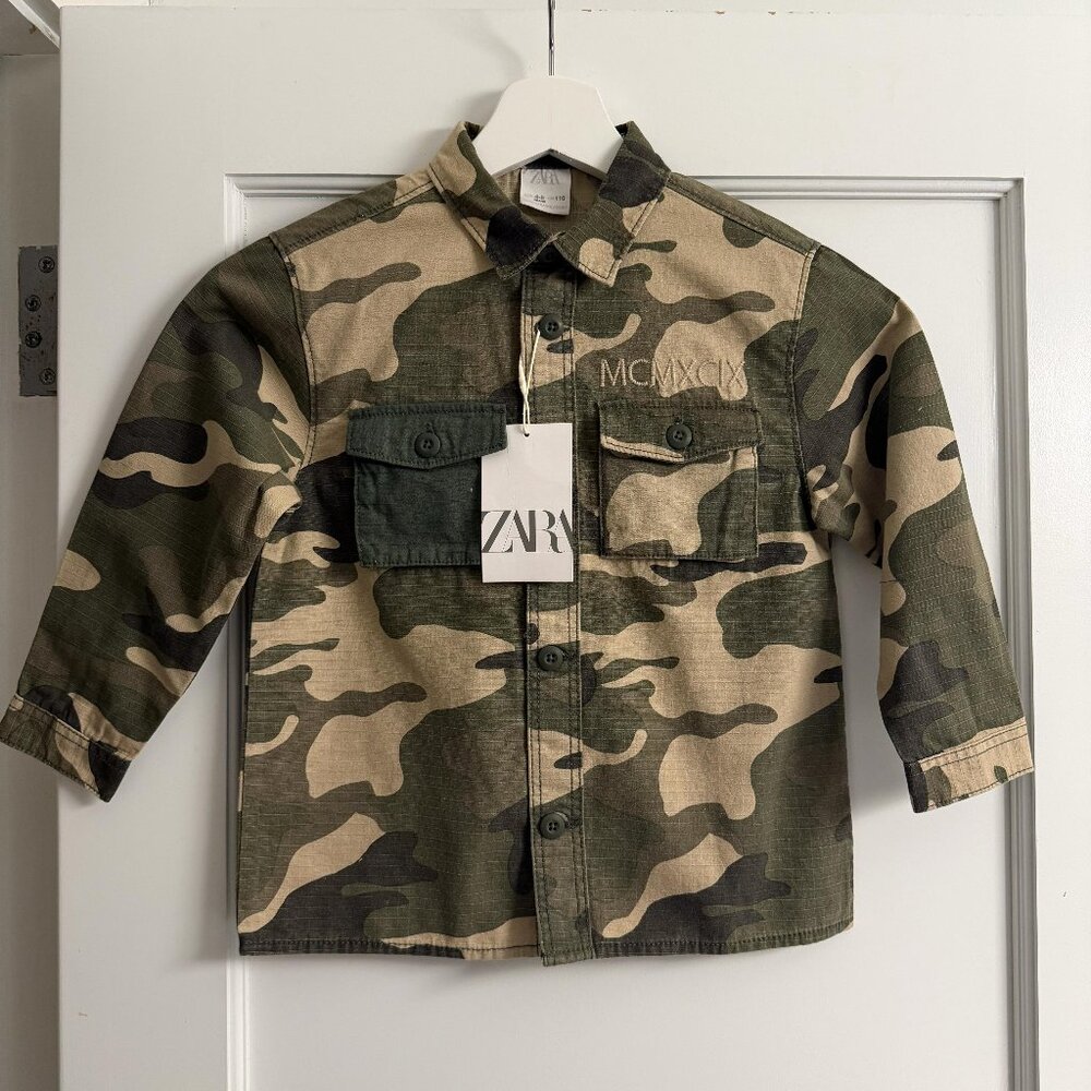 Zara boys kids camo shirt years 4-5 BNWT